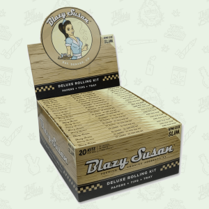 Blazy Susan King Size Slim Rolling Papers & Tips Unbleached / Brown Deluxe Rolling Kit 32 Leaves & Tips per Booklet by Blazy Susan