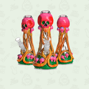 25cm Thick Glass 3D Monster Waterpipe Skull Mushroom