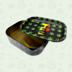 Metal Rolling Tray + Storage Tin Stash Combo Design 003 - RASTA STASHT-003 by Unbranded - Headshop